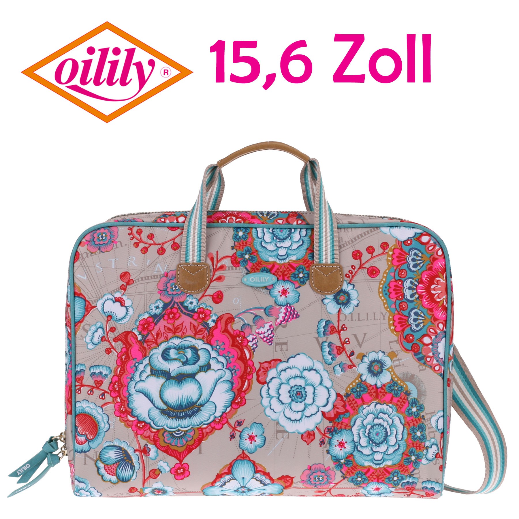 Oilily Laptoptasche Laptop Bag 15,6 Zoll Fantasy Flora Biscuit | eBay