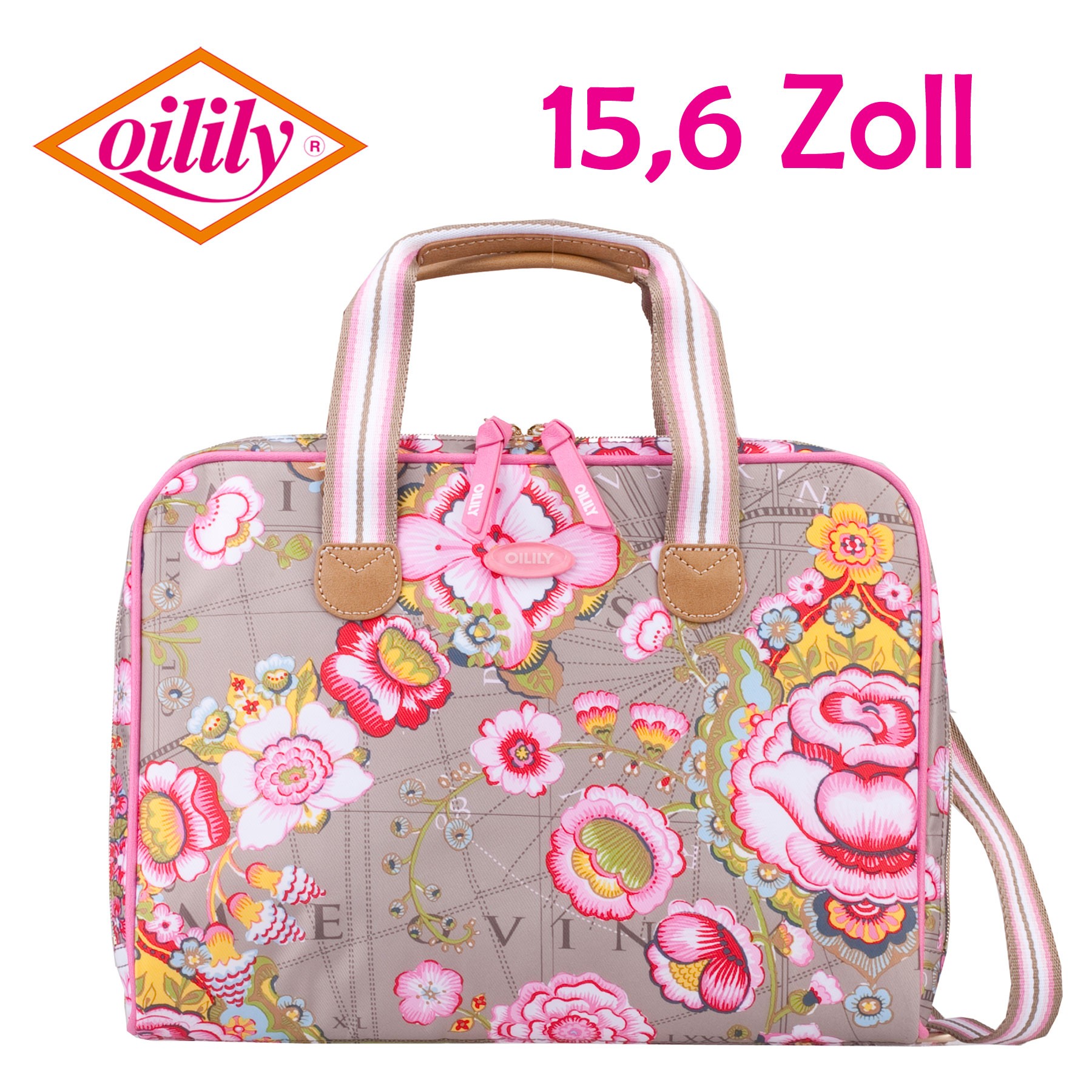 Oilily Laptoptasche Laptop Bag 15,6 Zoll Fantasy Flora Mocca | eBay